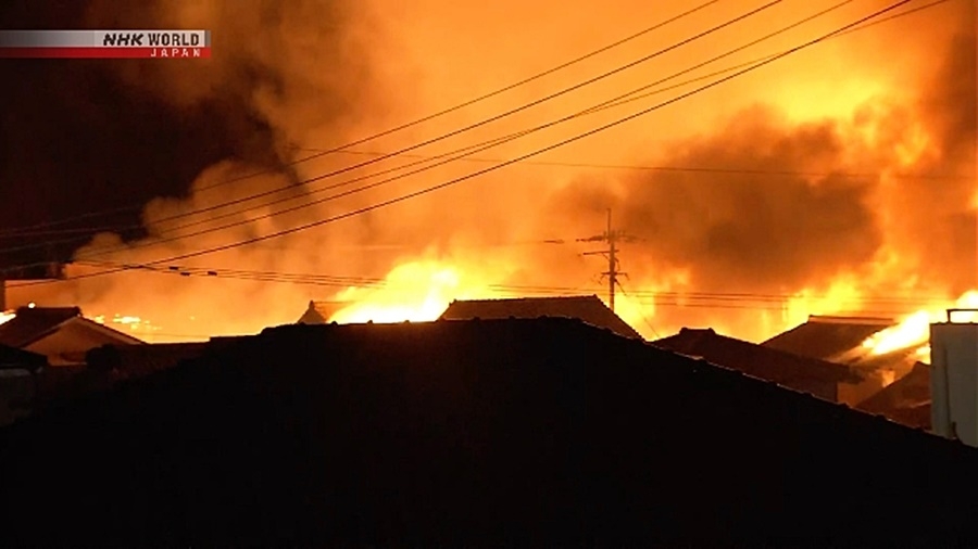 Hỏa hoạn thiêu rụi hơn 170 ngôi nhà ở Oita, Nhật Bản